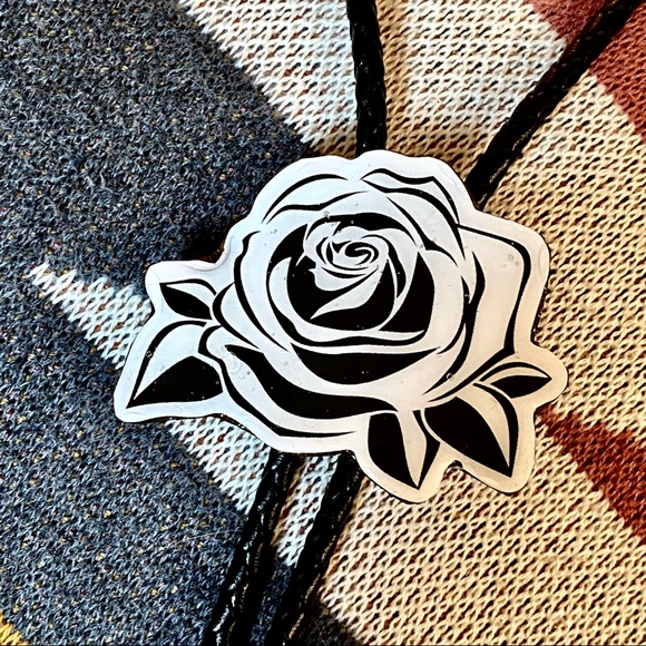 Rose Bolo Tie Handmade unique one of a kind unisex Upcycled - Picture 6 of 6